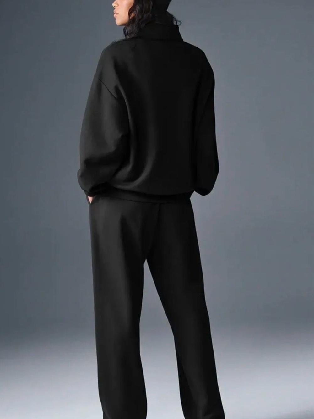 ALO Yoga Quarter-Zip Funnel Neck Pullover - Black 💯 AUTHENTIC - Picture 2 of 2